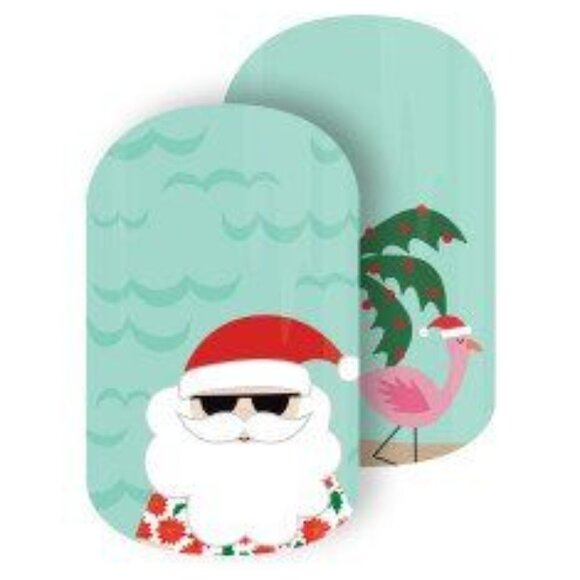 Full Sheet of Jamberry Santa On Holiday Nail Wraps - Christmas in July Nail Wrap - Picture 1 of 7